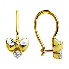 Серьги из лимонного золота Diamant с фианитом 53-120-00395-1 фото
