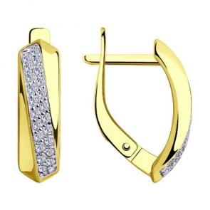 Серьги из лимонного золота Diamant с фианитом 53-120-00424-1 фото