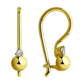 Серьги из лимонного золота Diamant с фианитом 53-120-00511-1 фото
