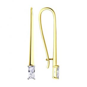 Серьги из лимонного золота Diamant с фианитом 53-120-00636-1 фото