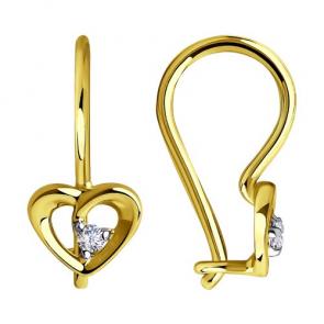 Серьги из лимонного золота Diamant с фианитом 53-120-00748-1 фото