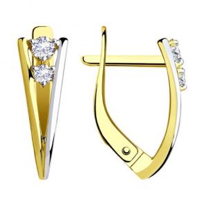 Серьги из лимонного золота Diamant с фианитом 53-120-00755-1 фото