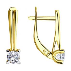 Серьги из лимонного золота Diamant с фианитом 53-120-00782-1 фото