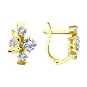 Серьги из лимонного золота Diamant с фианитом 53-120-01251-1 фото