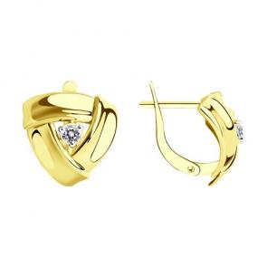 Серьги из лимонного золота Diamant с фианитом 53-120-01255-1 фото