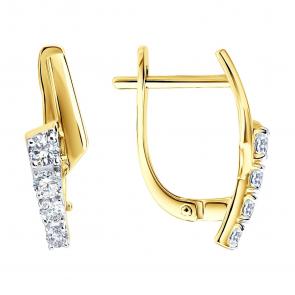 Серьги из лимонного золота Diamant с фианитом 53-120-01382-1 фото