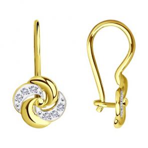 Серьги из лимонного золота Diamant с фианитом 53-120-01484-1 фото