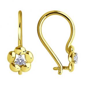 Серьги из лимонного золота Diamant с фианитом 53-120-01487-1 фото