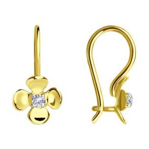 Серьги из лимонного золота Diamant с фианитом 53-120-01493-1 фото