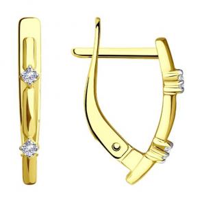 Серьги из лимонного золота Diamant с фианитом 53-120-01506-1 фото