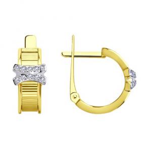 Серьги из лимонного золота Diamant с фианитом 53-120-01600-1 фото
