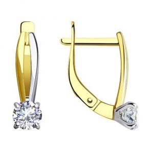 Серьги из лимонного золота Diamant с фианитом 53-120-01726-1 фото