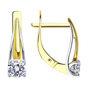 Серьги из лимонного золота Diamant с фианитом 53-120-01727-1 фото