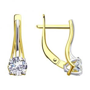 Серьги из лимонного золота Diamant с фианитом 53-120-01852-1 фото