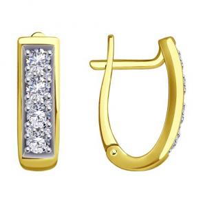 Серьги из лимонного золота Diamant с фианитом 53-120-01854-1 фото