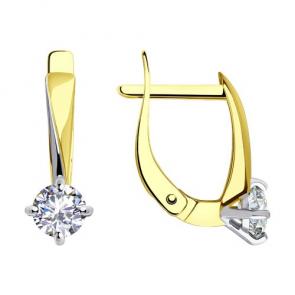 Серьги из лимонного золота Diamant с фианитом 53-120-01873-1 фото