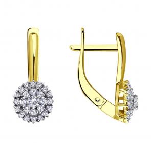 Золотые серьги SOKOLOV с фианитом 53-120-01945-1 фото