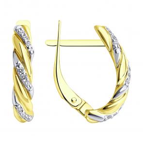 Серьги из лимонного золота Diamant с фианитом 53-120-02075-1 фото