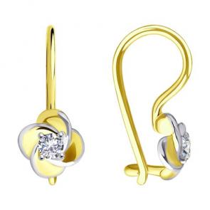 Серьги из лимонного золота Diamant с фианитом 53-120-02234-1 фото