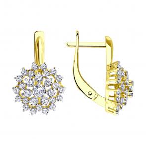 Серьги из лимонного золота Diamant с фианитом 53-120-02302-1 фото