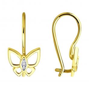 Серьги из лимонного золота Diamant с фианитом 53-120-02808-1 фото