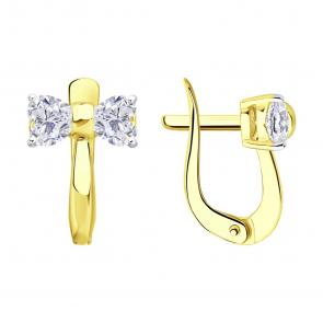 Серьги из лимонного золота Diamant с фианитом 53-120-02846-1 фото