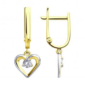 Золотые серьги SOKOLOV с фианитом 53-121-00754-1 фото