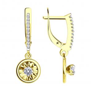 Золотые серьги SOKOLOV с фианитом 53-121-01200-1 фото