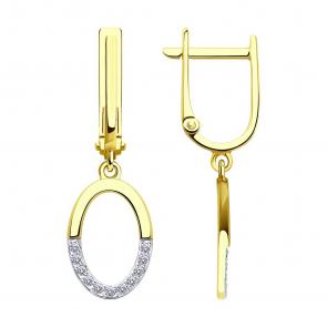 Золотые серьги SOKOLOV с фианитом 53-121-01953-1 фото