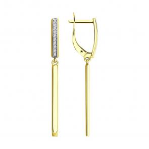 Серьги из лимонного золота Diamant с фианитом 53-121-02154-1 фото