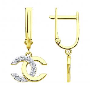 Золотые серьги SOKOLOV с фианитом 53-121-02988-1 фото