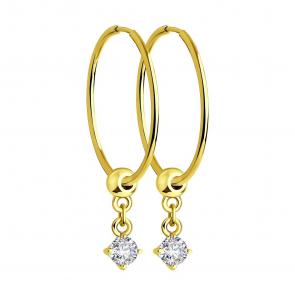 Золотые серьги SOKOLOV с фианитом 53-124-01191-2 фото