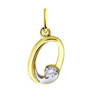 Подвеска-буква О из лимонного золота Diamant с фианитом 53-130-00551-1 фото