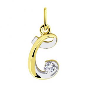 Подвеска-буква С из лимонного золота Diamant с фианитом 53-130-00567-1 фото