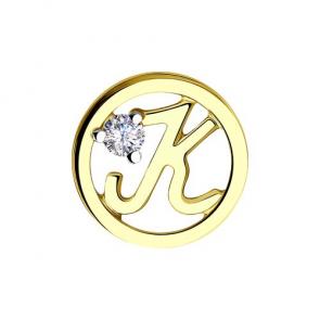 Подвеска-буква К из лимонного золота Diamant с фианитом 53-130-00653-1 фото