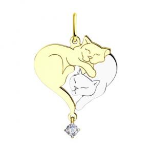 Подвеска из лимонного золота Diamant с фианитом 53-130-00716-1 фото