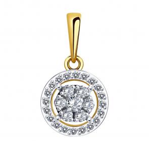 Подвеска из лимонного золота Diamant с фианитом 53-130-01881-2 фото