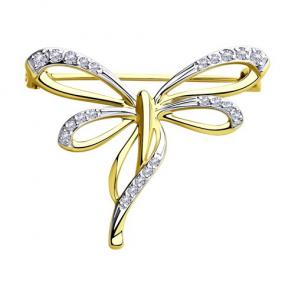 Брошь из лимонного золота Diamant с фианитом 53-140-00312-1 фото