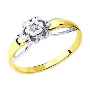 Кольцо из лимонного золота Diamant с бриллиантом 53-210-00024-1 фото