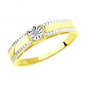Кольцо из комбинированного золота Diamant с бриллиантом 53-210-00339-1 фото