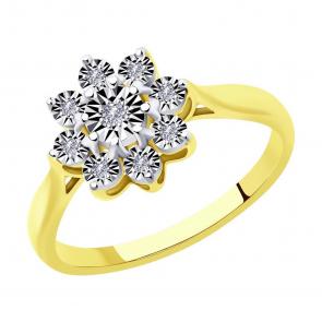 Кольцо из лимонного золота Diamant с бриллиантом 53-210-00812-1 фото