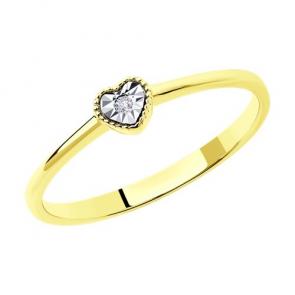 Кольцо из лимонного золота Diamant с бриллиантом 53-210-01219-1 фото