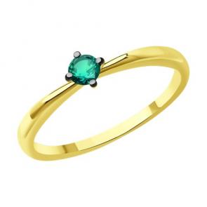 Кольцо из лимонного золота Diamant с изумрудом 53-210-01714-1 фото