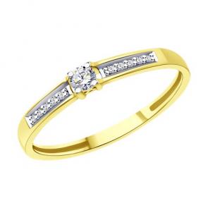 Кольцо из лимонного золота Diamant с бриллиантом 53-210-01760-1 фото