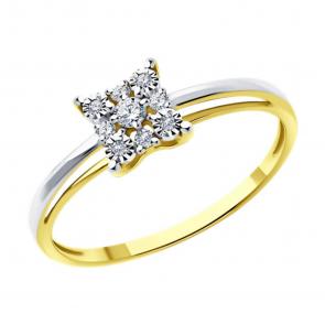 Кольцо из комбинированного золота Diamant с бриллиантом 53-210-02039-1 фото