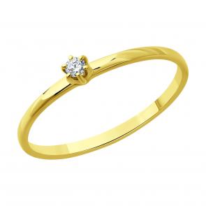 Кольцо из лимонного золота Diamant с бриллиантом 53-210-02164-1 фото