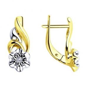 Серьги из лимонного золота Diamant с бриллиантом 53-220-00021-1 фото