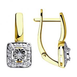Серьги из лимонного золота Diamant с бриллиантом 53-220-00306-1 фото