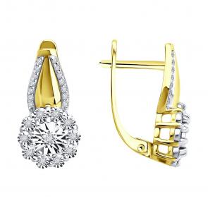 Золотые серьги SOKOLOV с бриллиантом 53-220-00416-1 фото