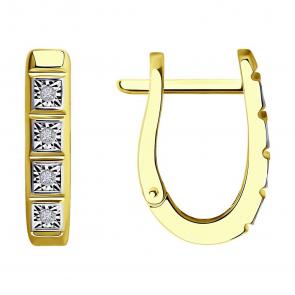 Серьги из комбинированного золота Diamant с бриллиантом 53-220-01346-1 фото